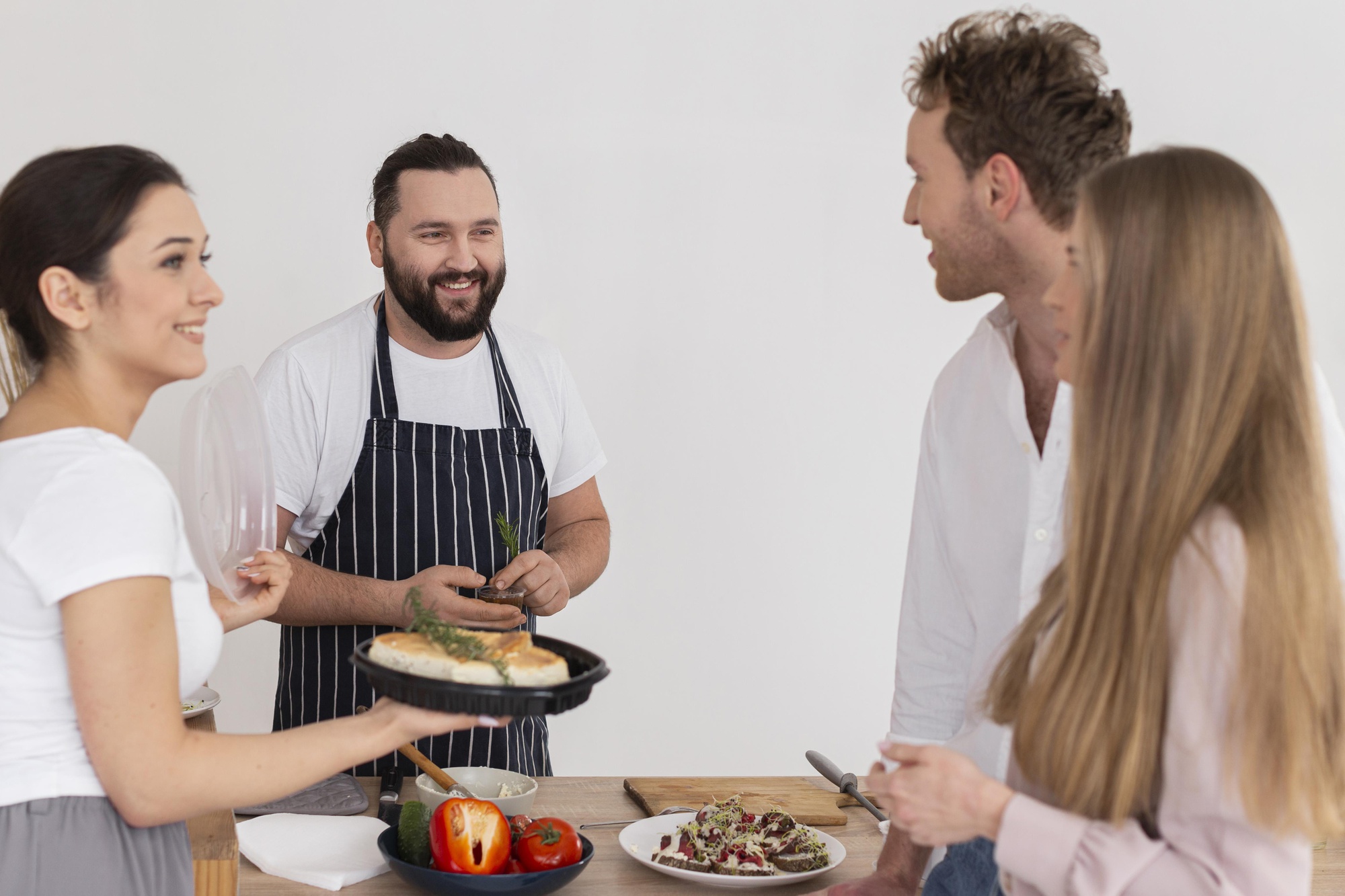 Consultation meeting in a small kitchen studio