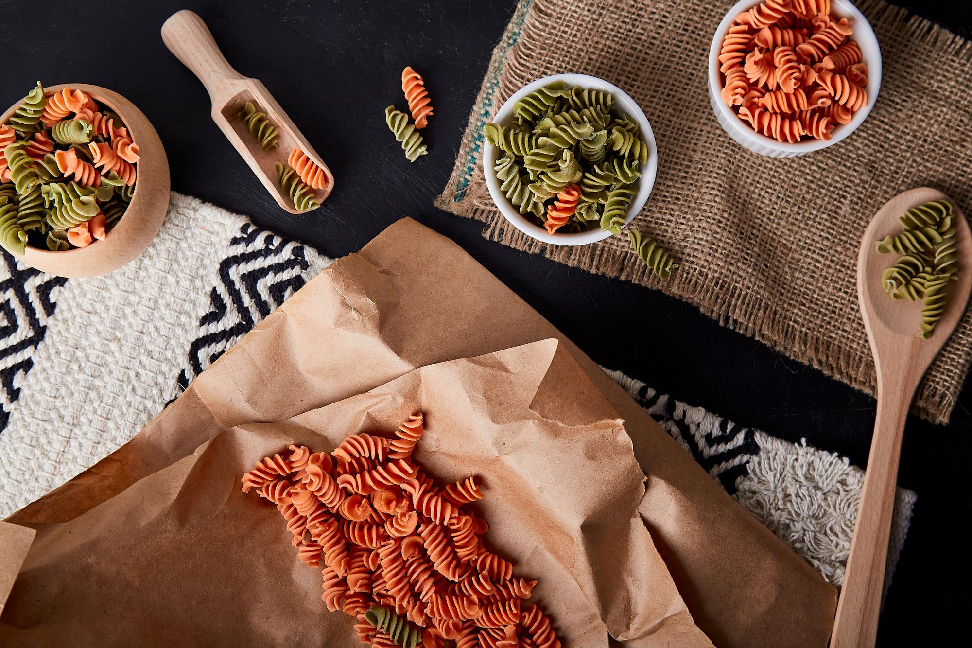 Printed culinary package materials on table